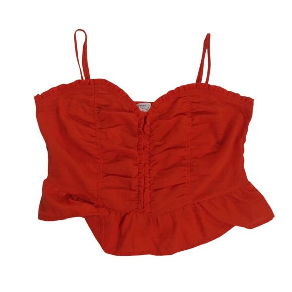 Sienna Sky Womens Red Ruffled Smocked Top XL Strappy Peplum Tank, NWT. - Picture 5 of 7